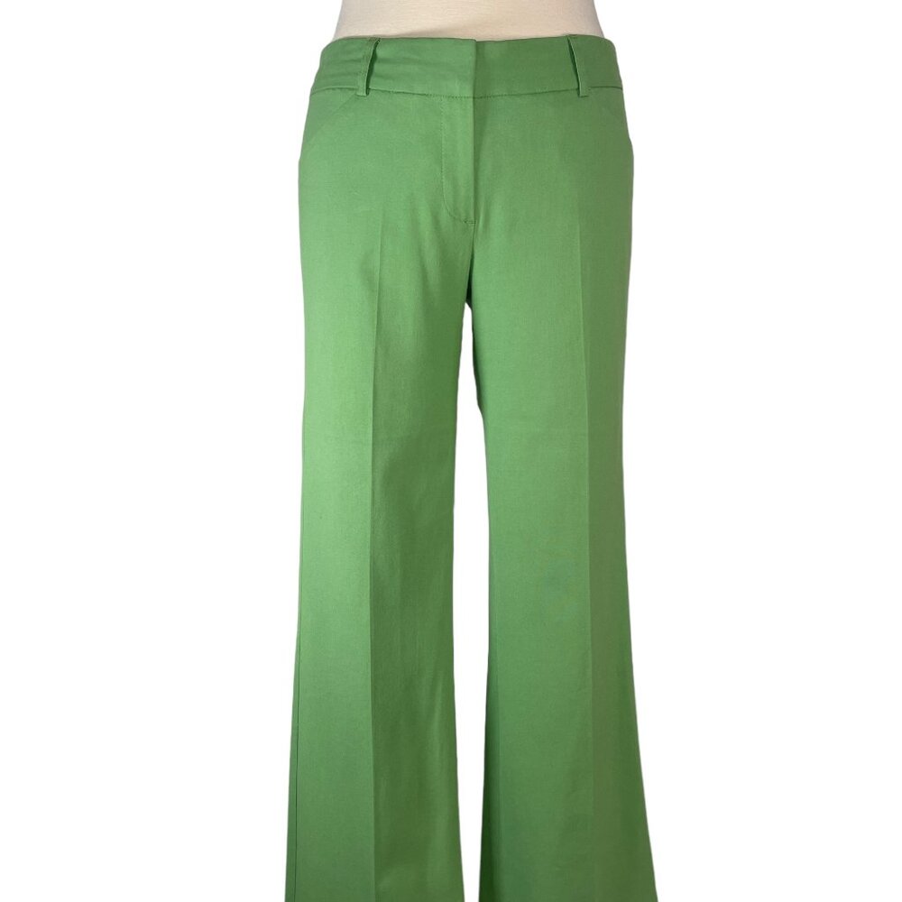 Theory Cotton Flare Green Trousers- Size 6